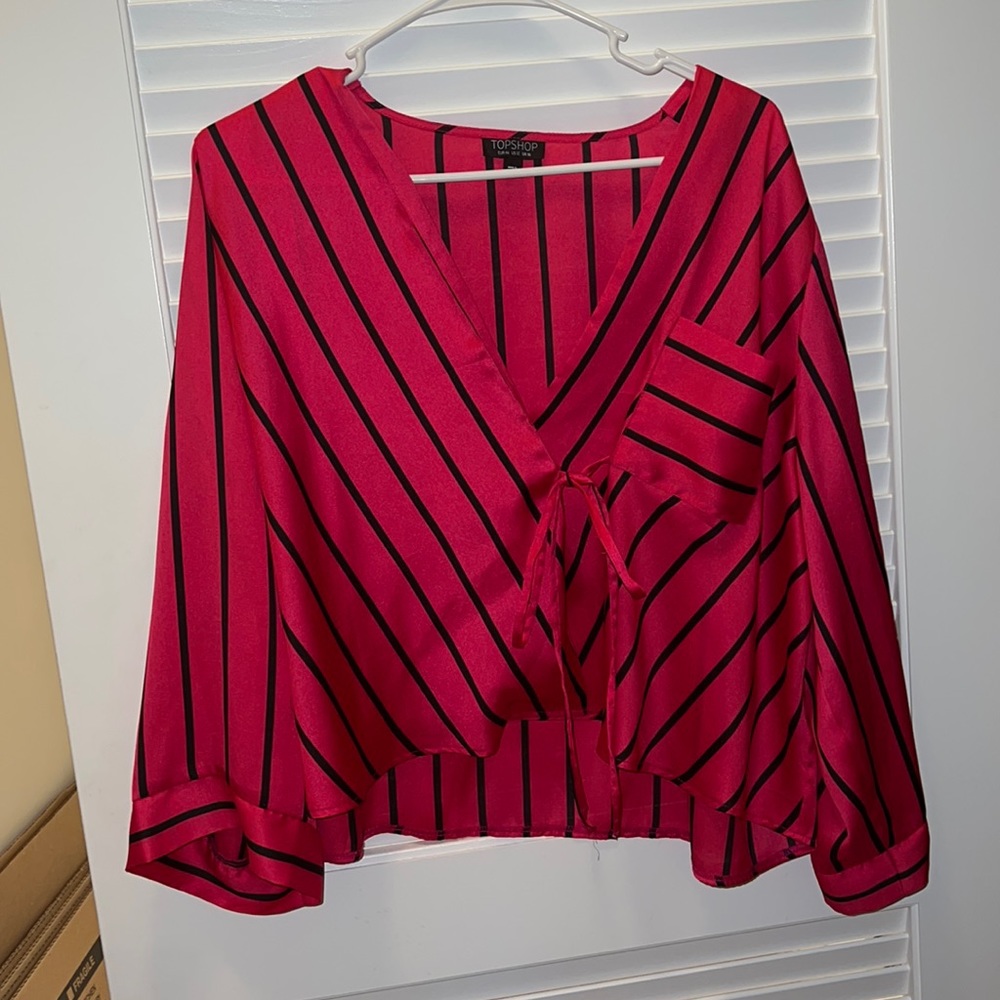 Topshop silky v neck wrap blouse